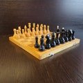 Made 1980 Big Old Chess Set with Board 15.75 inches Soviet Solid Vintage USSR Original Wooden Pieces Antique Very Good Condition Gift Favors