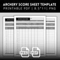 Archery Score Sheet Template, Archery Progress Tracker, Printable Archery Score Sheet, Printable Replacement Score Sheet for Archery
