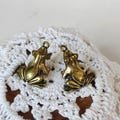 Get 2 Copper frog pendant Statue, animal Lucky Brass Home Desk Ornament Decor Miniature Feng shui Tea Pet Antique Meditation Serene Figurine
