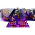 Handmade Sharp Edge Dice DND Dice Black Purple Gold Foils Polyhedral Dice Set TTRPG Dungeons and Dragons Gifts Dados D&D Würfel