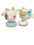 cute kawaii cow handmade crochet bobblehead, crochet bobblehead, crochet cow, handmade cows, cow office decor, cow amigurumi, cow decor,