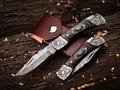 Handmade Damascus Pocket Knife Black Dollar sheet Handle Birthday Gift Back Lock Folding Knife Groomsmen Gift Personalized Gift for men
