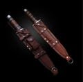 Pack of 2 Arkansas Toothpick Custom Handmade D2 Steel Double Edge Hunting Survival Dagger With leather sheath Christmas Gift, Groomsmen Gift