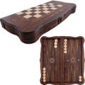 20.3 Inch Carvo Backgammon Set - Medium | Natural Walnut Veneer
