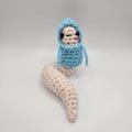 MADE to ORDER Crochet Worm Friend in a Hoodie doll (6.5 inches long)