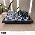 Modern Geometric 3D Printed Travel Chess Set - Minimalist, Portable & Unique Board Game Gift (Black/White Marble)