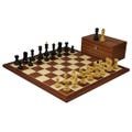 Mahogany Chess Set 20 Inch With Weighted Ebonised Zagreb Staunton Pieces 3.75 Inch