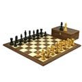 Walnut Chess Set 20 Inch With Weighted Ebonised German Staunton Chess Pieces 3.75 Inch