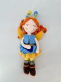 Crochet doll, handmade, blue and orange outfit, shower gift, birthday gift