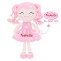 Custom Plush Doll, Baby Shower Gift, First Baby Doll, Embroidered Dolls for Baby Girls,12-inch Curly Hair Baby Star Dress Doll-pink