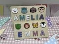 Brand new baby gift wooden name puzzle, wooden name puzzle with animal shapes and letters, educational toys, children's customized gifts
