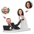 Custom Bride and Groom Wedding Bobblehead with Engraved Text, Personalized Laptop Figurine, Unique Wedding Gift for Couples