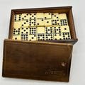 Tournament Dominoes Set In Wooden Box By Pressman - Double Nine Spinner Dominoes 55 Pieces