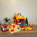 Fisher Price Little People School - Vintage - 1988 - 2550 - Play Family - Fisher Price - School Bus - Accessories - Playground - Schoolhouse