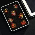 Red and Black Cat Liquid Core Dice Set | Handmade Sharp Edge Resin Dice for DnD, TTRPG, RPG, and Dungeons and Dragons, DnD Gift