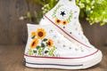 Custom Converse Chuck Taylor Embroidered /Embroidered Converse Custom Wedding Flowers/Embroidered Snake Converse/sunflower Sneakers