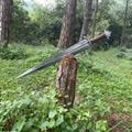 Hand-Forged Cinquedea Sword, 21.5" Blade, Renaissance Italian Design |Hunting Sword Camping With Leather Sheath, Christmas  , New Year Gift