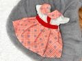 White and Pink Blue Checkered Printed Dress Outfit, Small Minature Doll Clothes For 12 Inch Silicone Baby Dolls