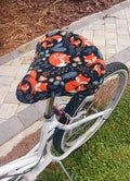 140 designs, Custom bike seat cover, Woodland Fox print, fun for all rides, off road or on. Hand crafted, designed for any style or size