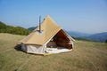 10ft All-Weather Earth Yellow Canvas Bell Tent | Waterproof with Stove Jack | Glamping Tent