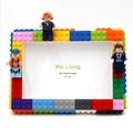 Colorful DIY LEGO Style Photo Frame with Miniature Figures - 4"x6" Size