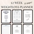12 Week Weighloss Planner - Workout template - Workout Planner - Fitness Planner - Women fitness - Men fitness - Gym planner - Beginner Gym