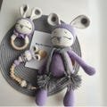 Handmade Crochet Bunny Baby Gift Set - Amigurumi Baby Toy, Pacifier Clip  Teething Ring - Organic & Personalized Baby Shower Gift