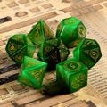 Tarot Green Dnd Dice Set | Viking Norse Dice | Cat Eyes Stone Dice| Dungeons and Dragons Tabletop RPG Game MTG Role Polyhedral Dice Set
