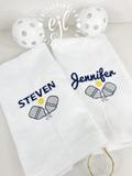 Custom Embroidered Pickleball Towel / Embroidered Monogram Towel with Gold Grommet & Clip ready for your sports bag! Pickleball Gift / Team