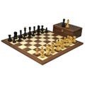 Walnut Chess Set 20 Inch With Weighted Ebonised Zagreb Staunton Chess Pieces 3.75 Inch
