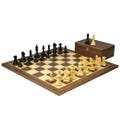 Walnut Chess Set 20 Inch With Weighted Ebonised Staunton Fierce Knight (queens Gambit) Pieces 3.75 Inch