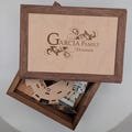 Complete Domino Box Set - Handmade walnut box incl: 91 piece dominos, 4 custom wood holders, hub and mini-trains. You will customize it.