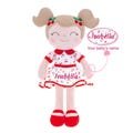 Personalized Baby Doll Girl Gift Cherry Girl Dolls, Custom Plush Doll, Baby Shower Gift, First Baby Doll, Embroidered Dolls for Baby Girls