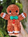 Crochet Gingerbread Man Plushie / Amigurumi Gingerbread Plush / Handmade Cookie Toy / Emotional Support Crochet / Holiday Ginger Bread Man