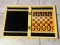 Soviet pocket wooden Chess Set 1980s. Great gift for mens and collectors.