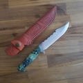 Bush-craft Hunting Knife, Leather Sheath, Deer Antler Handle, Camping Knife, N690 Stainless Steel, Sharp Blade,