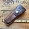 Boker folding hunter size leather belt Sheath for pocket knives