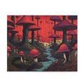 Puzzle (500-Piece) - Mystical Forest with Glowing Red Mushrooms, Dark and Eerie Ambiance, Enchanting and Otherworldly Scene, Jigsaw Activity