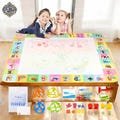 100x80CM Magic Water Drawing Mat Coloring Doodle With Reusable Magic Pens Montessori Painting Board Educational Toys Kids Gift
