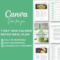 7 day 1200 calorie Detox Diet Meal plan Canva Template | Clean Eating | Nutrition Resource  Health Coach Gut Health Recipes Health Coach