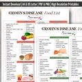 Crohns Diet Foods List PDF Poster, Crohn's Disease Printable Diet Chart, Anti Inflammatory Food For Digestive Health, IBD Diet, Gut Health