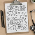 Healthy Gut, Happy Life Digestive System Coloring Page | Gut Health Anatomy Printable | Nutrition Education Activity | Instant PDF Download