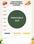 Low FODMAP Monthly Meal Planner | IBS Diet Printable | Gut Health Tracker and Grocery List | A4 and US Letter pdf