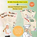 Low FODMAP Recipe Cards Bundle | 20 IBS-Friendly Printable Recipes (10 Meals + 10 Desserts) | A4 and US Letter PDFs