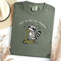 Funny Raccoon Scooter Comfort Colors Graphic T-shirt: 100% Cotton Off To Eat My Veggies Nutritionist Nutrition Healthy Foods Diet RN Tee