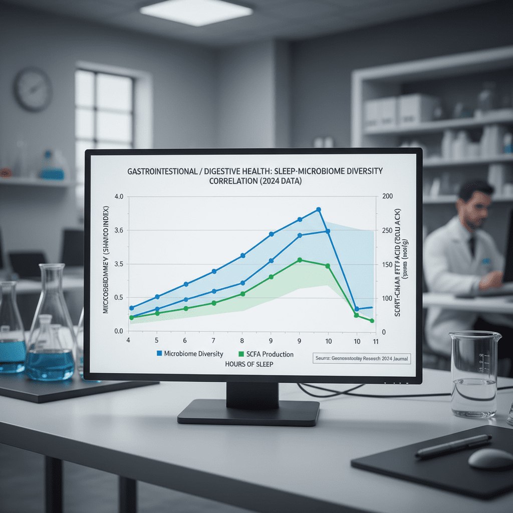 A chart showing the correlation between hours of sleep and microbiome diversity based on 2024 data.